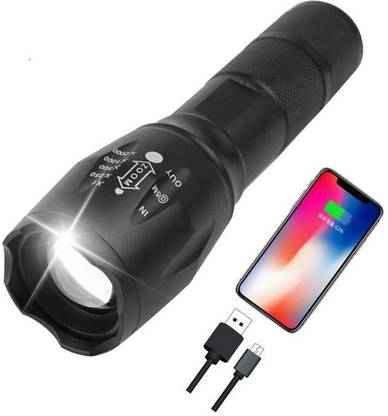 MZ Big Rechargeable Pocket Torch Light Zoom COB Type C Charging with Mobile Charge टॉर्च