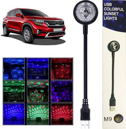 MOOZMOB 360 Degree Flexible Portable 7 Color with 9 Functional Multicolor USB Disco Projector Led Light for Seltos Car SUVs Home Bedroom and More Led Light