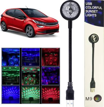 MOOZMOB 360 Degree Flexible Portable 7 Colors + 9 Functional Mode with Pattern Changer Button USB Disco Projector Led Light for Altroz Car SUVs Home Bedroom Led Light