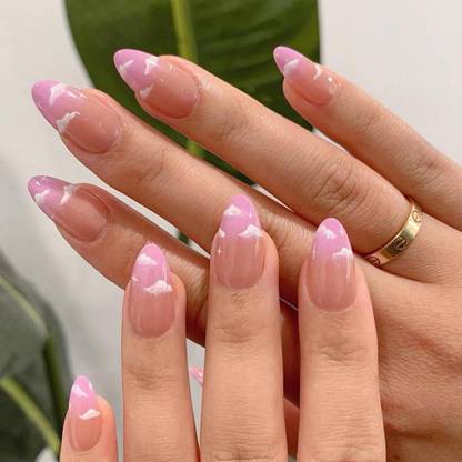 Jewels Beauty Artificial Nail UV Gel Finish False Acrylic Extension Nails Set of 24 Resuable brown, pink