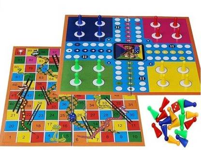 HHS SPORTS 2-in-1 Ludo & Snake-n-Ladder Board Game with Dice & Tokens| Strategy & War Board Game