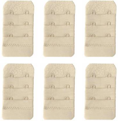 WWINKS Bra Hook extenders or Extention Without Elastic 2 Hooks Beige Pack of 6 Hook Extender
