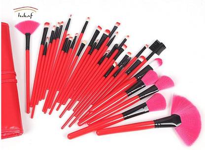 lukaf Soft Cosmetic Makeup Brushes For Face & Eye Makeup Brush Set ( Leather Kit )