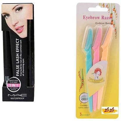 Lele 3 in 1 Combo Eyeliner,Mascara With Eyebrow Pencil and 3 eye Razor-Z-24