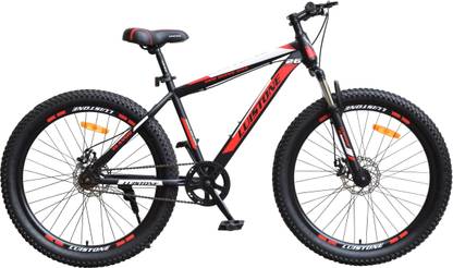 T-LUISTONE Semi Fat Tyre Cycle for Men with Dual Disc Brake, Front (GREY RED) 26 T (inch) Fat Tyre Cycle