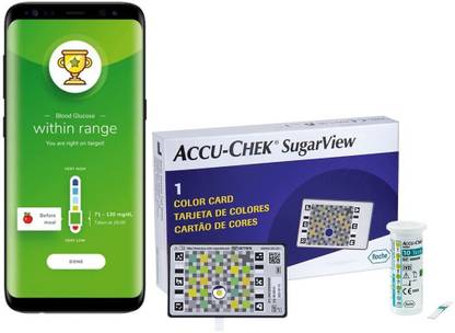 ACCU-CHEK SugarView Color card and Active 10 Glucometer Strips