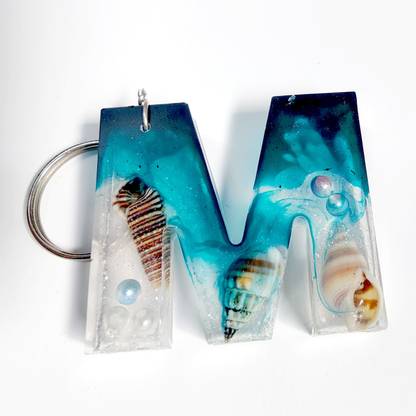 sabrang jaipur Alphabet, MONOGRAM,Resin Keychains UNISEX,PERSONALISED GIFT-seashells dreams-M Key Chain