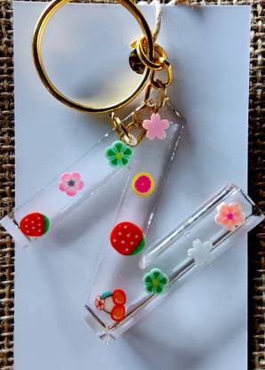 sabrang jaipur Alphabet, MONOGRAM,Resin Keychains - fruits n flowers- n Key Chain