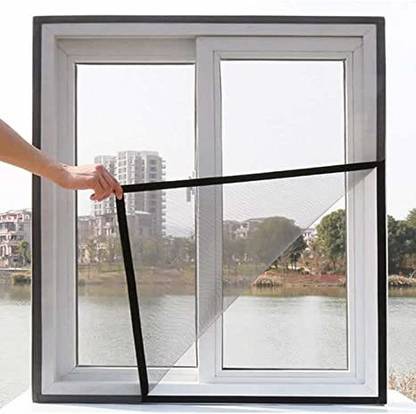 Ourlucky Fibre Adults Washable Fibreglass 120 GSM Prestiched Window Insect Mesh 3.8X3.8 ft Beige color Mosquito Net