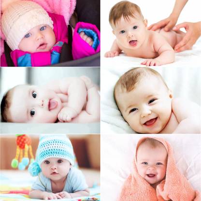 Pack of 6 Cute and Smiling Baby Fine Art Print