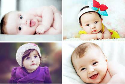 Pack of 4 Cute and Smiling Baby Fine Art Print