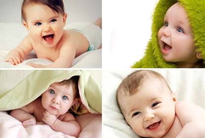 Pack of 4 Cute and Smiling Baby Fine Art Print