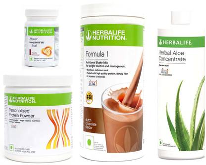 Herbalife Nutrition Formula 1 Chocolate Flavor+ Protein + Aloe concentrate + Afresh Elaichi Protein Shake