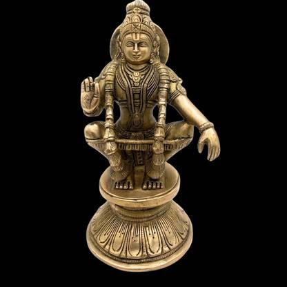 Bhunes Brass Ayyappa Swamy Statue Idol Ayyappan Swami Murti Decorative Showpiece  -  20 cm