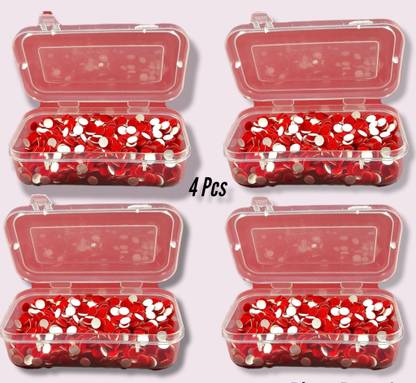 Hk Group Red Velvet Dibbi Bindis ( 4 Dibbi ) Size 11mm Forehead Red Bindis