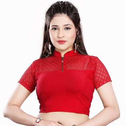 Women Band collar Short Sleeve Blouse