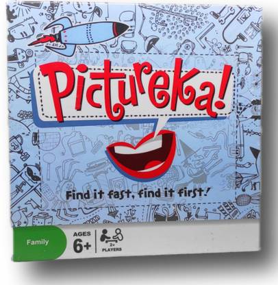 The Fun Basket Pictureka Board Game, 6+ Yr Kids Game with Playing Card and Chips, 2-4 Players Educational Board Games