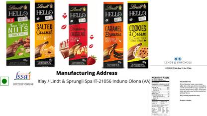 LINDT HELLO BAR Salty Nut, Salted Caramel, Strawberry, Caramel Brownie, Cookie & Cream Bars