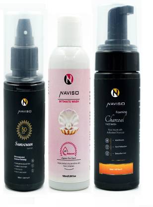 naviso SunScreen Lotion+Charcoal Face Wash+Intimate wash