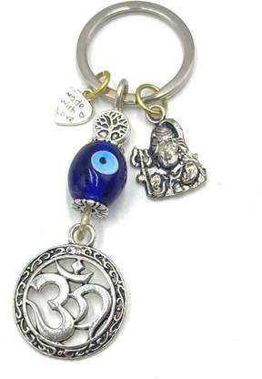 jaz Evil Eye Protection Lord Shiva & Divine OM Charms- Evil Eye Protection Key Ring Key Chain