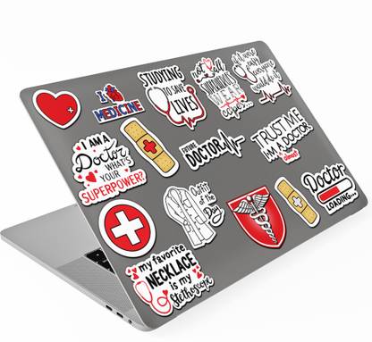 RINKON Doctor Stickers Dr Laptop Medical Doodle Doctors Nurse Vinyl Reusable Laptop Skin Compatible for 15.6 inch