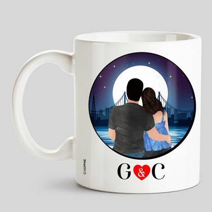 HUPPME Couple Name Initials G & C White Ceramic Coffee Mug