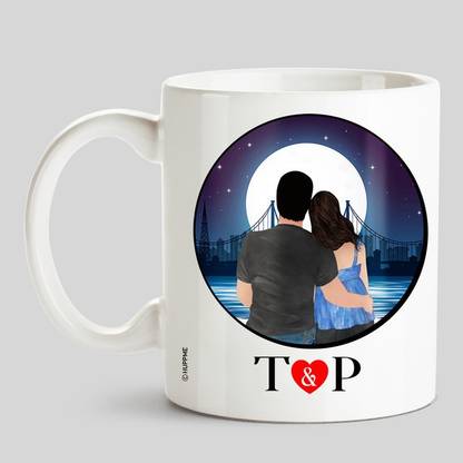 HUPPME Couple Name Initials T & P White Ceramic Coffee Mug