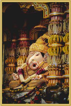 Ganpati Bappa God poster for worship room living room size 12x18 inch Fine Art Print