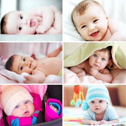 Pack of 6 Cute and Smiling Baby Fine Art Print