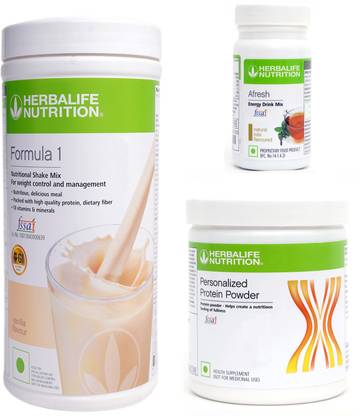 Herbalife Nutrition FORMULA1 VANILLA 500 G PROTIEN 200 G AFRESH ENERGY DRINK TULSI 50 G Plant-Based Protein