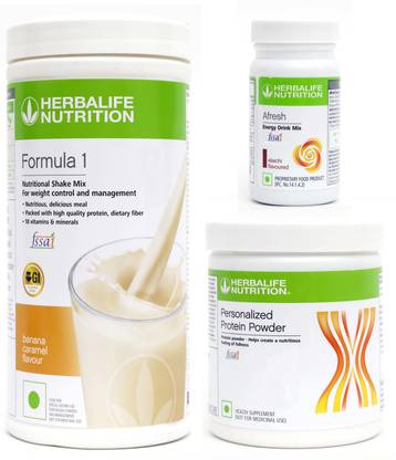 Herbalife Nutrition FORMULA1 BANANA 500 G PROTIEN 200 G AFRESH ENERGY DRINK ELAICHI 50 G Plant-Based Protein