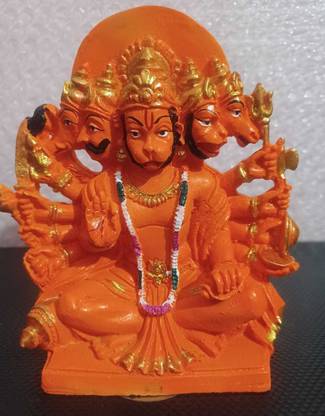 SVC Handicrafts Panchmukhi Hanuman Murti Statue for Pooja Room 6 Inch Height Decorative Showpiece  -  15 cm