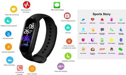 Ykarn Trades Z35 |M4 Advance Activity Tracker, Water Proof Black Only (Pack Of 1)