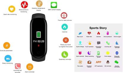 Ykarn Trades X200 |M4 Digital Activity Tracker, Water Proof Black Only (Pack Of 1) Smartwatch