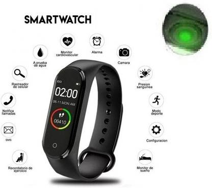 Bymaya KK44/ M5 PRO HEART RATE STEP COUNT ACTIVITY TRACKER SMART BAND BLACK