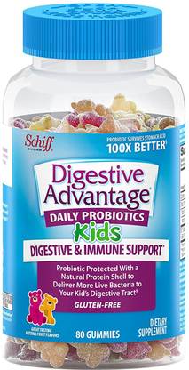 Schiff Digestive Advantage Daily Probiotics for Kids Supplement, Gummies, 80 Count