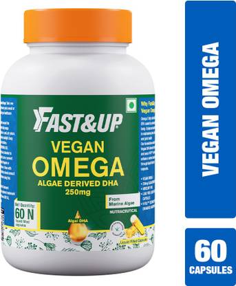 FAST&UP Vegan Omega 3 with 250mg DHA, Sourced From Marine Algae, No Fishy After Taste