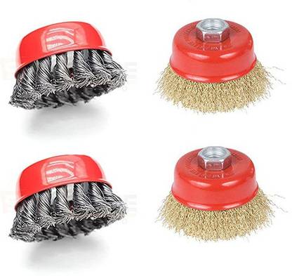 Kshivi CB:5 Combo Of Twisted And Non Twisted Cup Brush for 4 inch Angle Grinder Wheel Brush