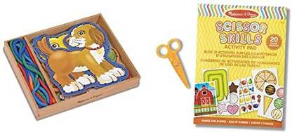 MELISSA & DOUG Lace and Trace Activity Set: Pets - 5 Wooden Panels and 5 Matching Laces & Sciss