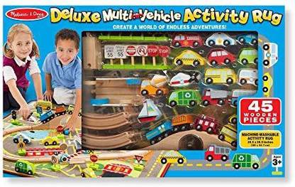MELISSA & DOUG Deluxe Multi Vehicle Activity Rug Play Set