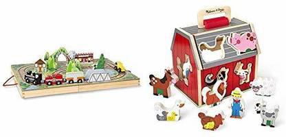 MELISSA & DOUG Take-Along Railroad & Take Along Sorting Barn