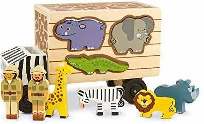 MELISSA & DOUG Animal Rescue Shape-Sorting Truck - Wooden Toy With 7 Animals and 2 Play Figures