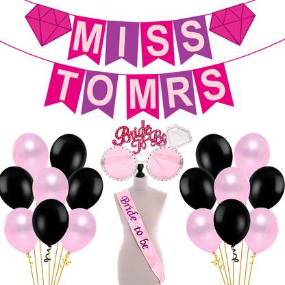 Prihit Miss To Mrs Decoration Kit, Bride To Be Props And Decoration - Pack of 23
