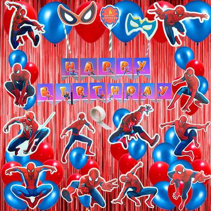 FLICK IN Spiderman Theme Birthday Decoration Cutout Props Red Curtain Spider Man Birthday