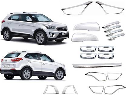 paxauto Exterior Chrome Accessories Combo Kit For Creta (2015-2017) Set of 17Pcs Chrome Hyundai Creta Side Garnish