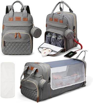 शक डिजिट्रेड Diaper Bag Backpack,All-in-One Baby Bags for Kids,Mosquito Net(40X30X6 CM)-Grey