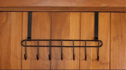 blendmix Steel Over The Door Hook Hanger Organizer/Wall Hook Rack - Black (7 Hook) Door Hanger
