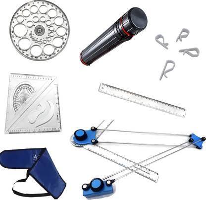 Top Quality Combo Of Mini Drafter With Protective Cover, Sheet Container Box, Set Square, Pro Circle, 4 Drawing Board Clips & Scale. Drafting Kit