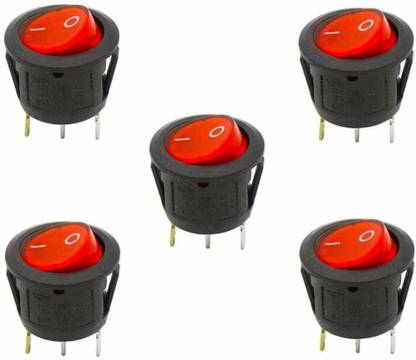 SSV CARE 3PIN Rocker Switch Round Switch 10A 125V AC with LED Light PACK OF 5 Electronic Components Electronic Hobby Kit