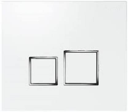 SIAMP Flush Plate PC DV Square Blanc Inserts Brillliant White Dual Flush Tank